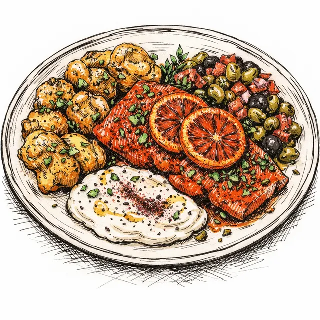 Smoky Blood Orange Fish Harissa, My Rainy-January Holiday on a Tray