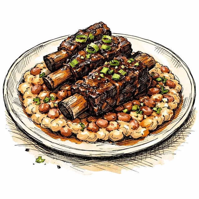 Slow-Braised Cola & Fish Sauce Short Ribs with Creamy Sea Island Red Peas