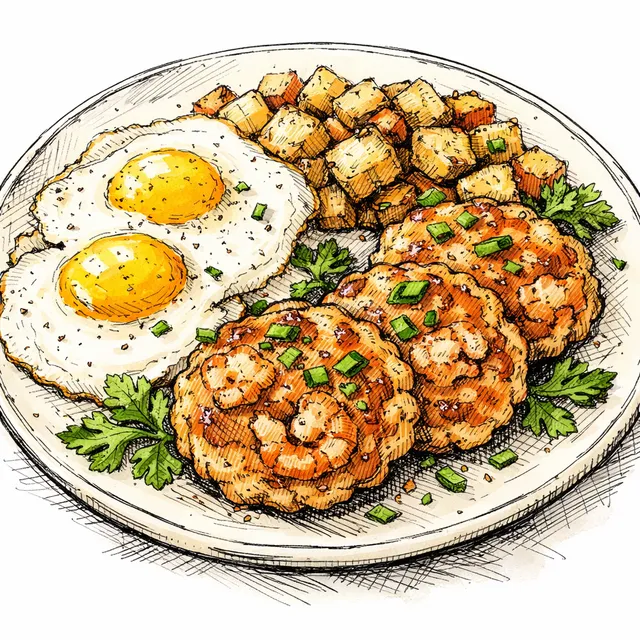 Cast-Iron Pan-Fried Gulf Shrimp Breakfast Patties