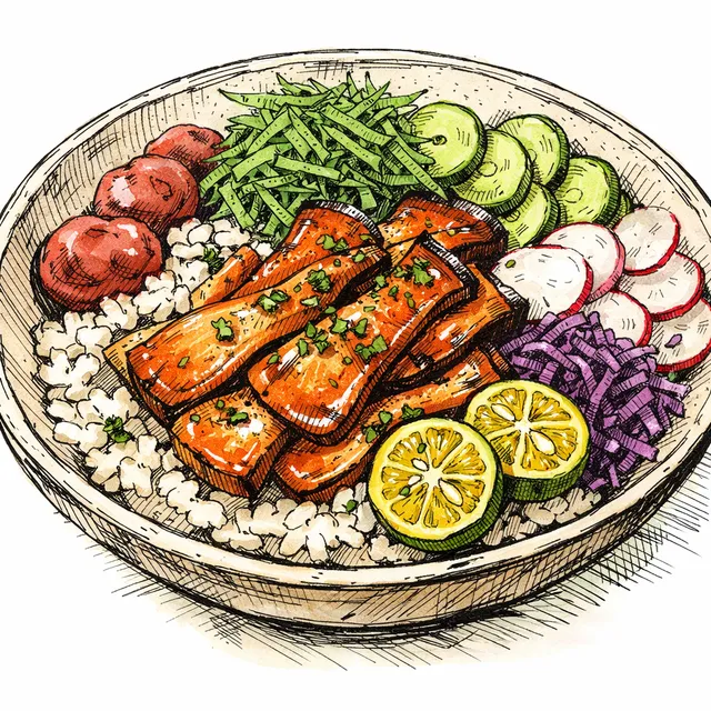 Umeboshi and Smoked Paprika King Oyster Mushroom Bowl