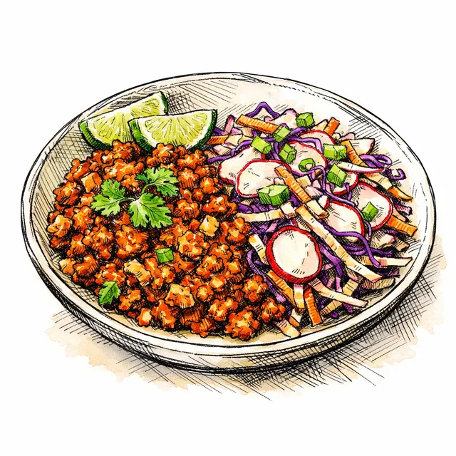 15-Minute Achiote Ground Turkey Sauté with Crunchy Radish Slaw