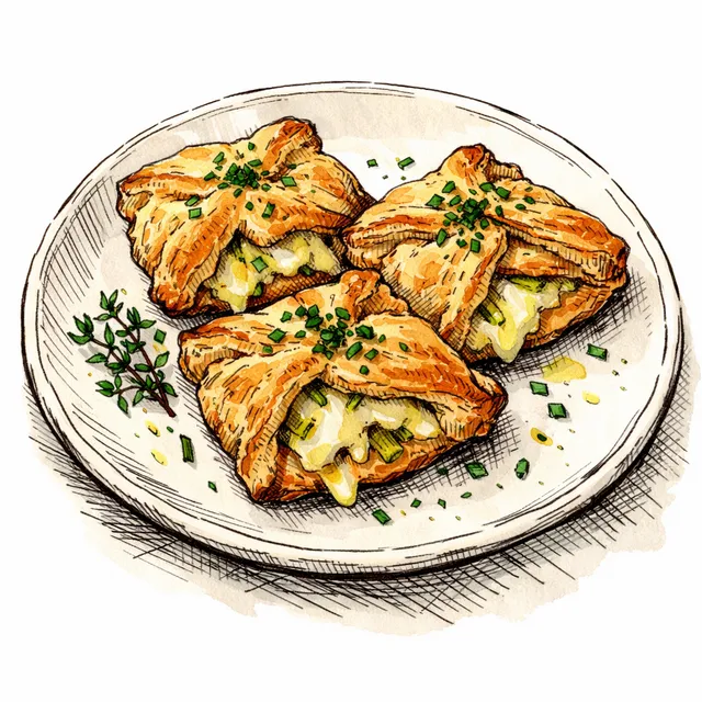 Melted Leek & Brie Rough-Puff Coussins