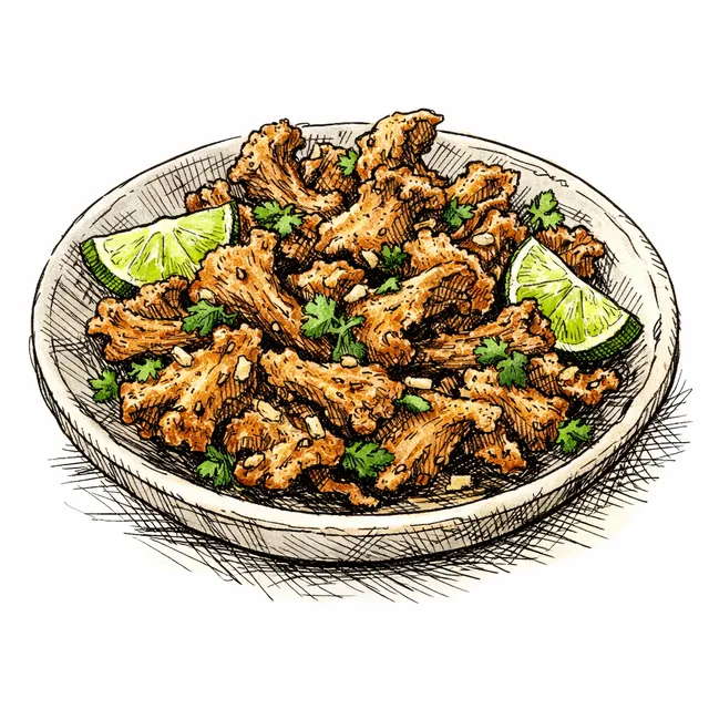 Skillet-Crisped Oyster Mushroom "Chicharrones" (Friday Night Botana)