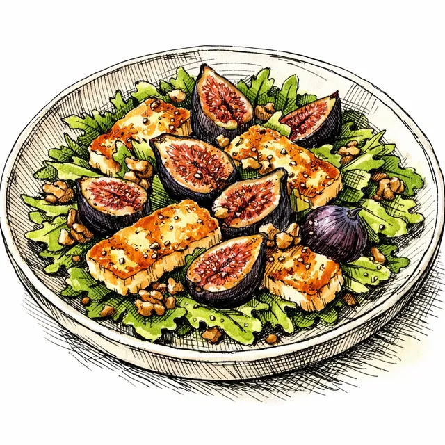 Late Summer Magic: Pan-Seared Black Mission Figs & Crispy Halloumi Salade