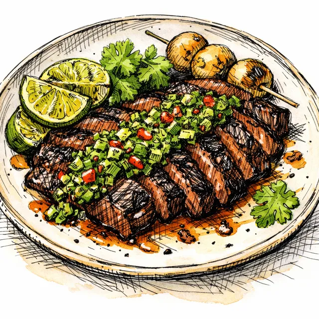 Anticucho-Glazed Skirt Steak with Shio Koji Chimichurri