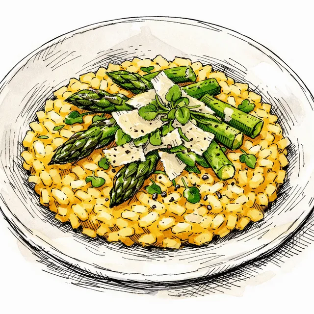 The Spring Cantilever: Saffron & Asparagus Risotto with Proper Mantecatura