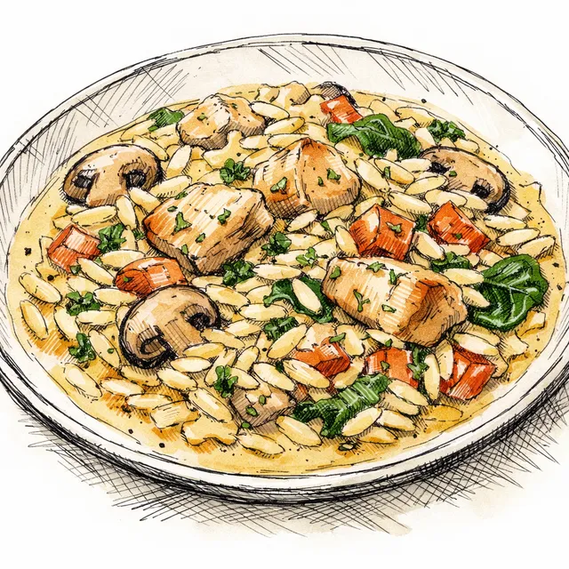 One-Pot Creamy Boursin & Chicken Orzo Simmer