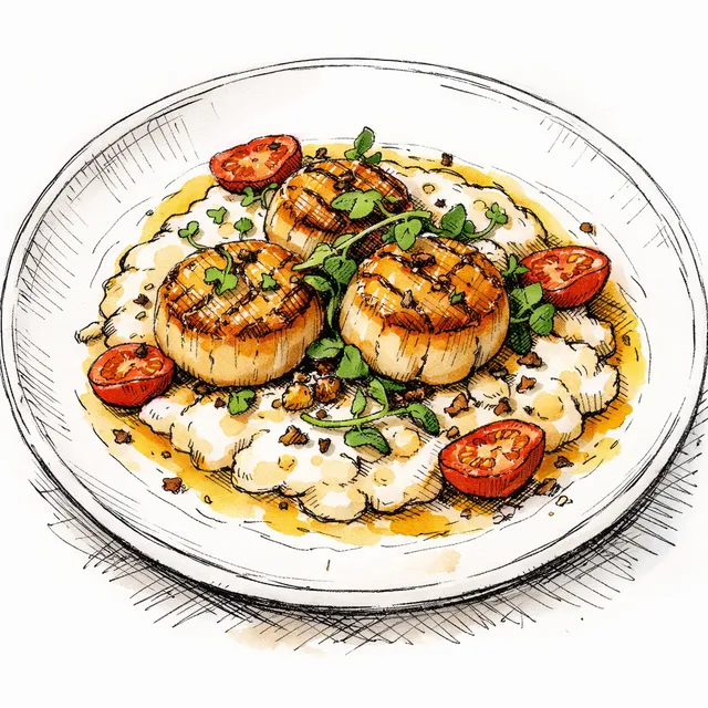 The Palladian Balcony: Pan-Seared Scallops over Mascarpone Cannellini