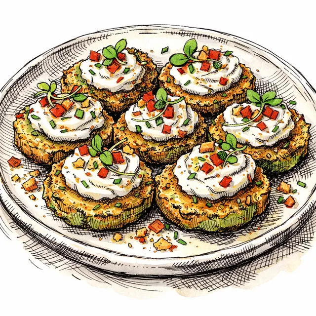 Cast-Iron Green Tomato Bites with Whipped Pimento Chèvre