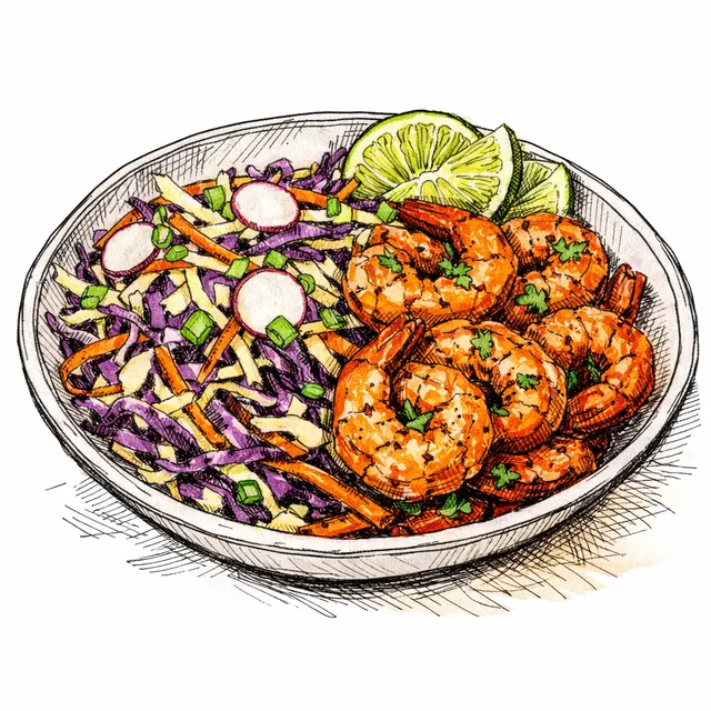 15-Minute Guajillo-Orange Marinated Shrimp & Cabbage Slaw (The WFH Lunch Rescue)