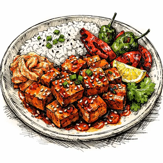 The Seoul-to-Seville Sticky Gochujang-Paprika Tofu Desk Escape