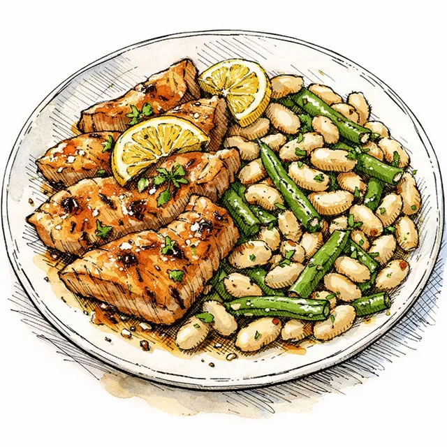 25-Minute Skillet-Braised Turkey Wedges & Lemon-Garlic Beans
