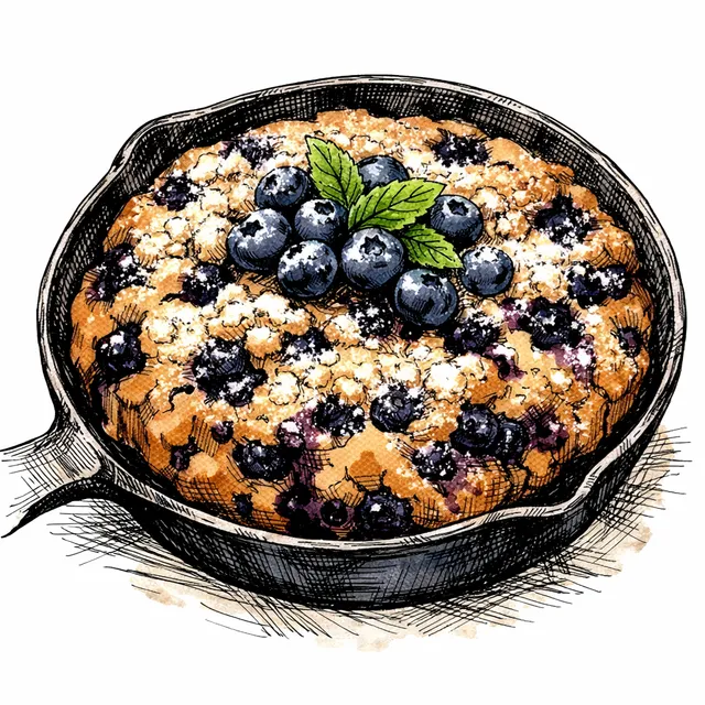 The Lazy Saturday Giant One-Bowl Blueberry Muffin Skillet