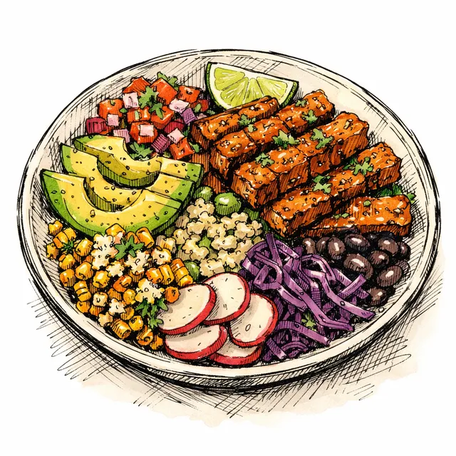 The Marrakesh-to-Mexico City Harissa-Agave Quick-Marinated Tempeh Bowl