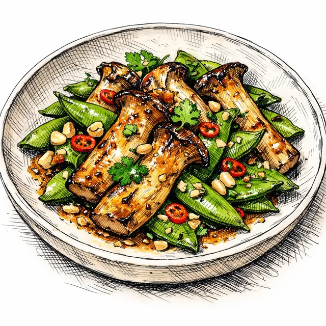 The Saigon-to-Santa Barbara Dry-Seared King Oyster & Snap Pea Desk Escape
