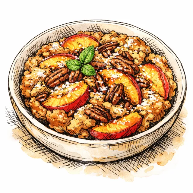 Cast-Iron Fresh Peach & Toasted Pecan Breakfast Buckle
