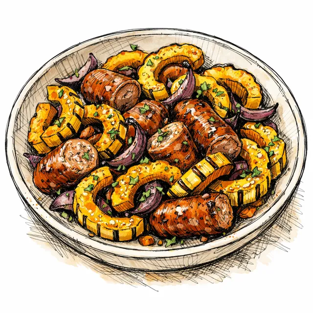 Sheet-Pan Hot Honey Italian Sausage & Roasted Delicata Squash