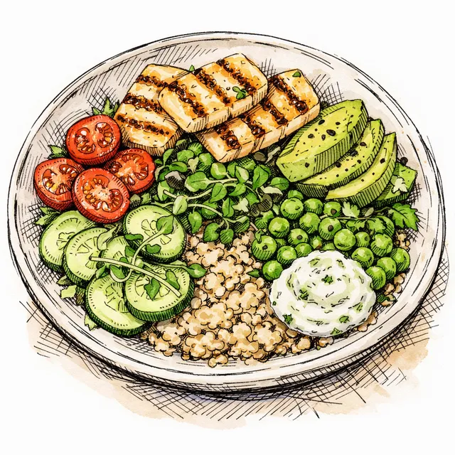 Santorini Sun-Drenched Halloumi & Spring Pea Reset Bowl