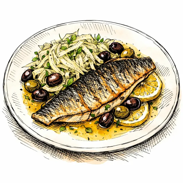 The Sempione Atelier: Gentle Oven-Roasted Branzino with Shaved Fennel, Taggiasca Olives, and Lemon-Vermouth Butter