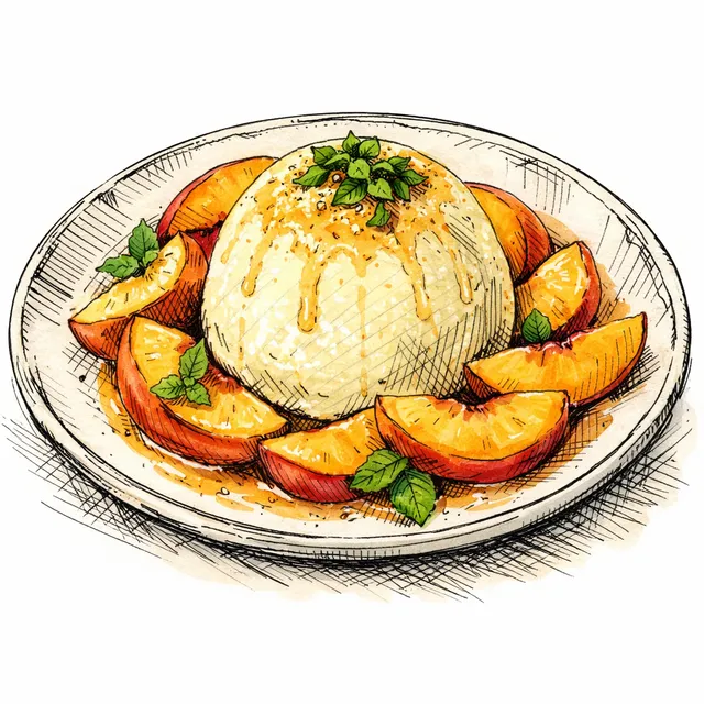 The Piedmontese Cupola: Gently Baked Lemon Ricotta with Warm Peaches