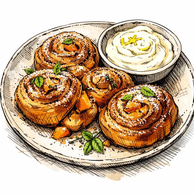 Baked Apricot & Brown Butter Morning Buns with Meyer Lemon Crême Fraîche