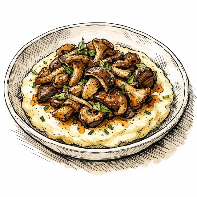 The Woodland Foundation: Vermouth-Braised Wild Mushrooms over Mascarpone Polenta