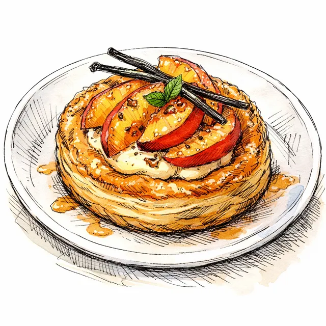 Late-Summer Peach & Vanilla Bean Rough-Puff Puits d'Amour