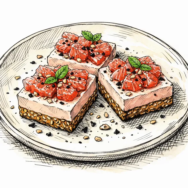 Grapefruit–Tahini Icebox Bars with Toasted Sesame Crust & Black Tea Salt