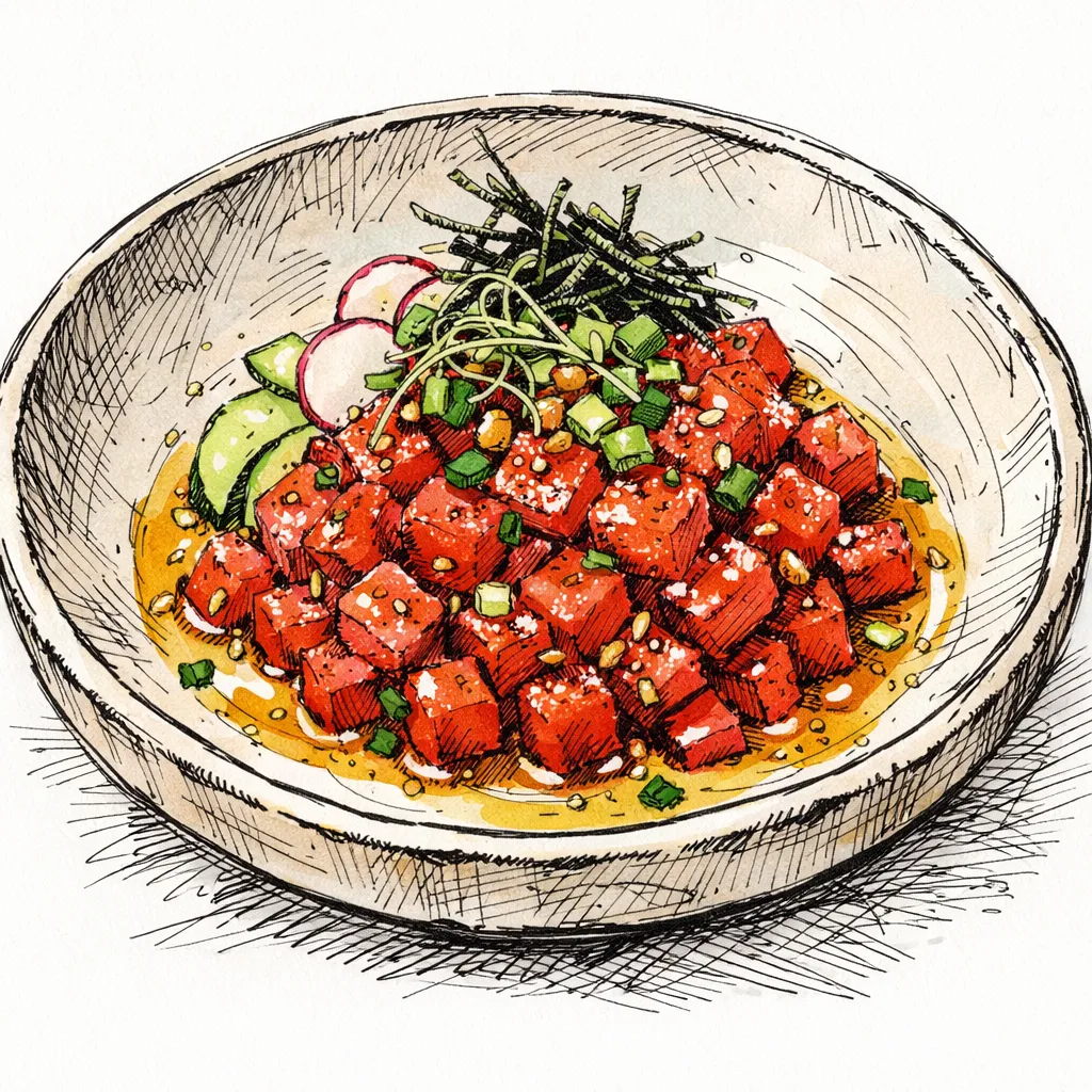 Shio Koji Macerated Watermelon Tartare with Gochujang &amp; Yuzu by Kenji Nakamura | inspochef | inspochef
