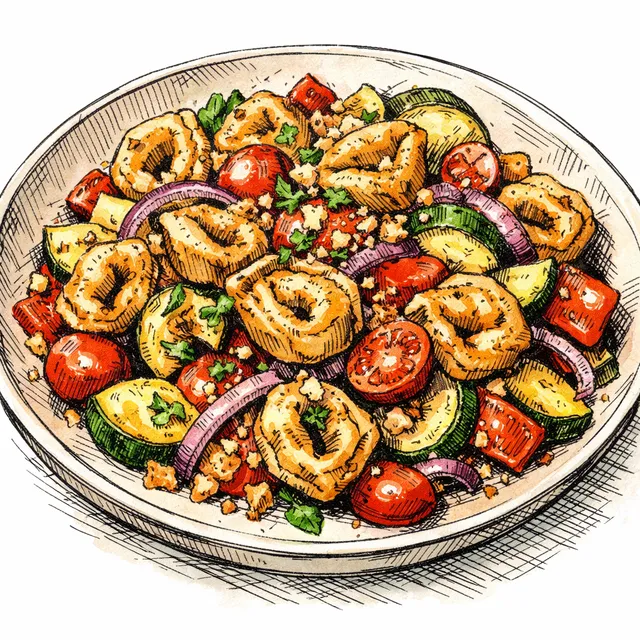 Sheet-Pan "Toasted" Tortellini & Summer Veggie Crunch