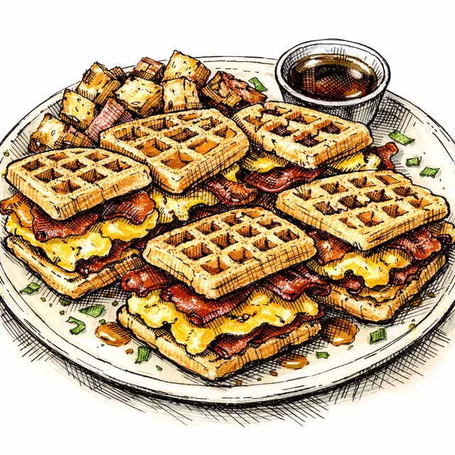 Sheet-Pan "Cheat Code" Maple Waffle Breakfast Sandwiches
