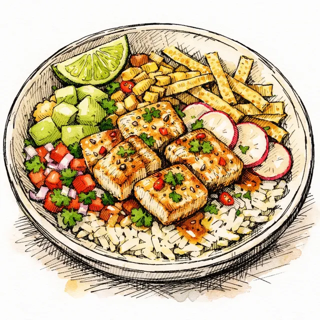 Flash-Seared Halibut "Ceviche Caliente" Lunch Bowls