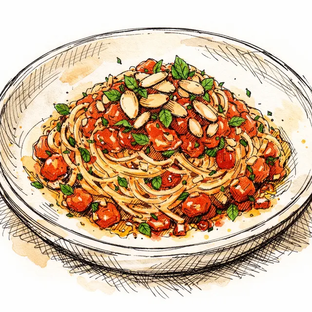 The Solarium Mosaic: Pounded Cherry Tomato and Almond Capellini