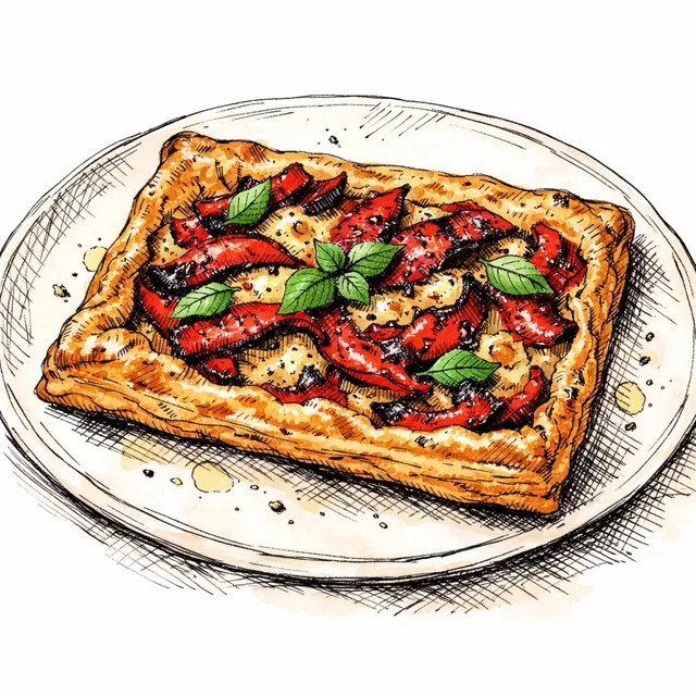Charred Red Pepper & Manchego Rough-Puff Slab