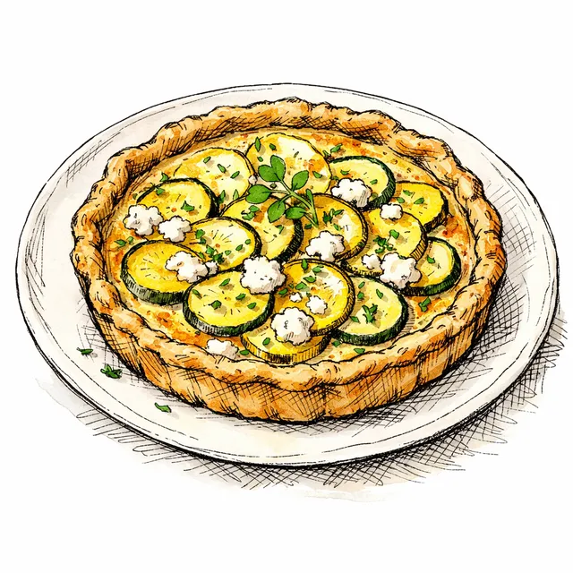 Sunny Summer Squash & Chèvre Quiche with an Olive Oil Crust