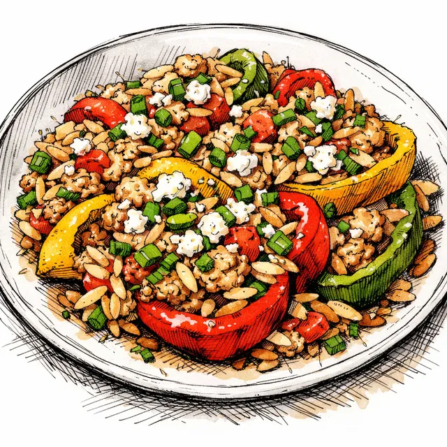 20-Minute "Cheat Code" Turkey & Orzo "Stuffed Pepper" Skillet