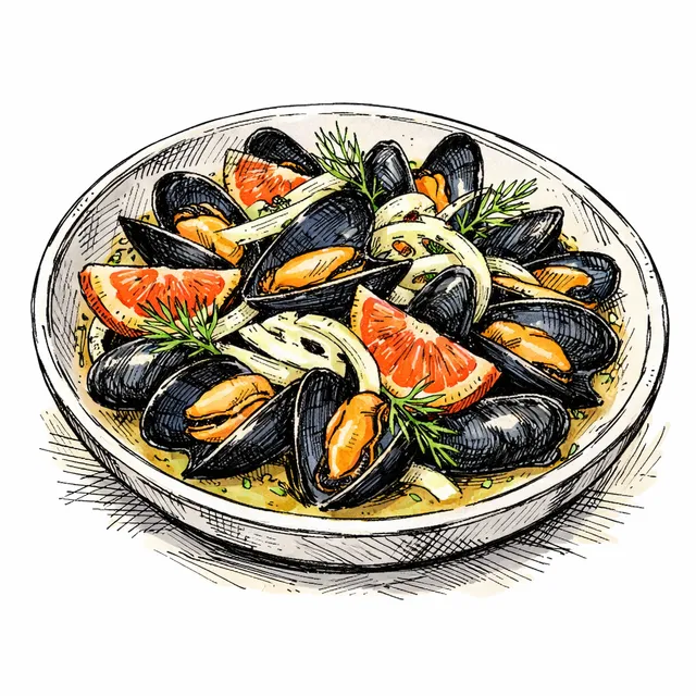 A Zinc-Bar Classic Gets Sun-Kissed: Pastis-Sweated Mussels with Cara Cara Orange