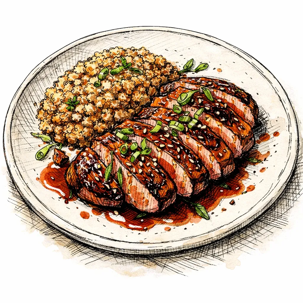 Guajillo-Umeboshi Glazed Duck Breast with Duck-Fat Toasted Quinoa by Kenji Nakamura | inspochef | inspochef