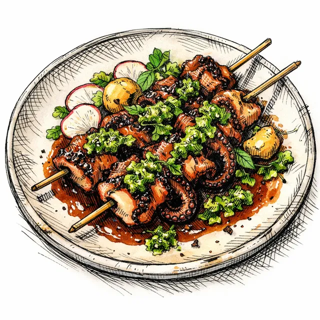 Charred Tako Anticuchos: Where Tokyo Meets Lima