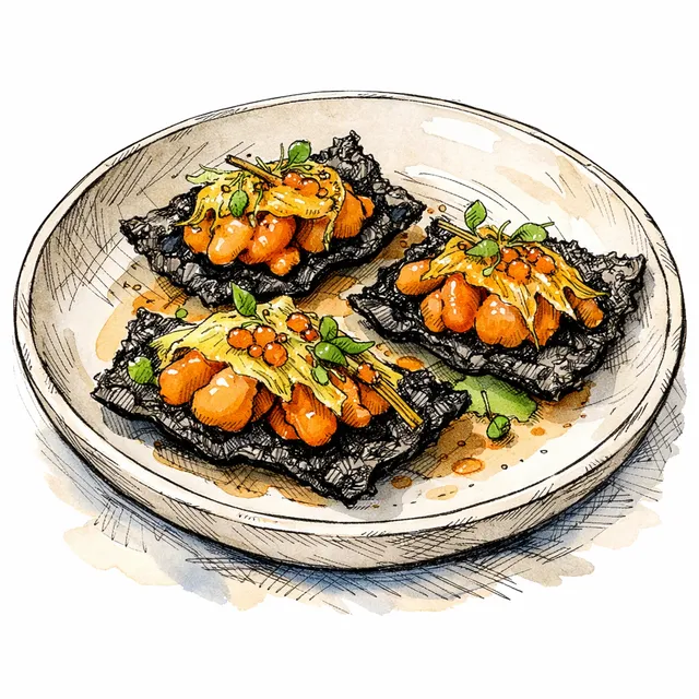 Kombu-Cured Hokkaido Sea Urchin with Charred Aji Amarillo Silk
