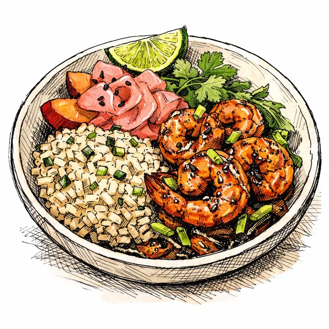 The Kingston-to-Kyoto Jerk-Glazed Shrimp & Quick-Pickled Ginger Plum Desk Escape