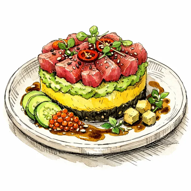 Okinawan Causa Nikkei with Maracuya-Cured Ahi Tuna