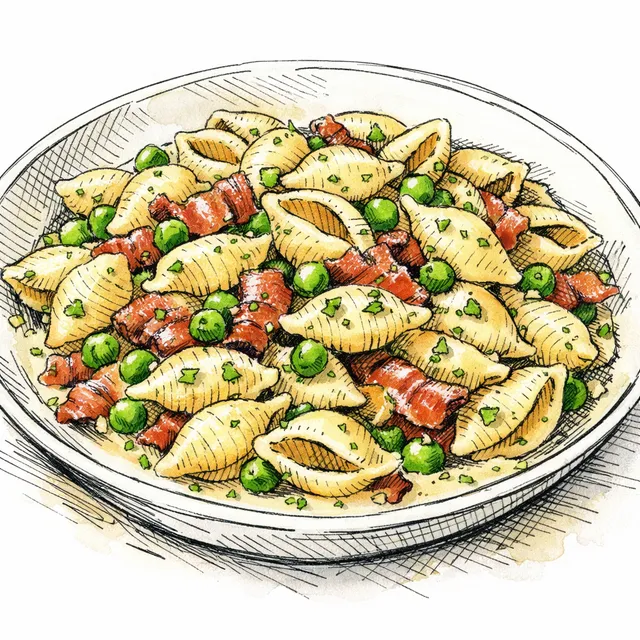 25-Minute One-Pot Creamy Bacon & Spring Pea Shells