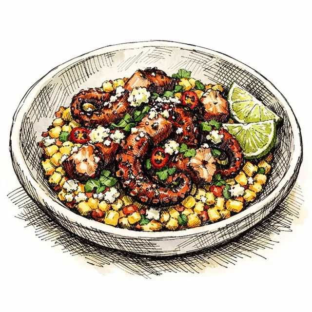 Izakaya-Style Charred Octopus Esquites