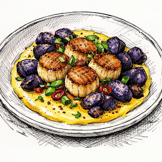 A Peruvian-Japanese Love Letter: Seared Scallops & Miso Huancaina
