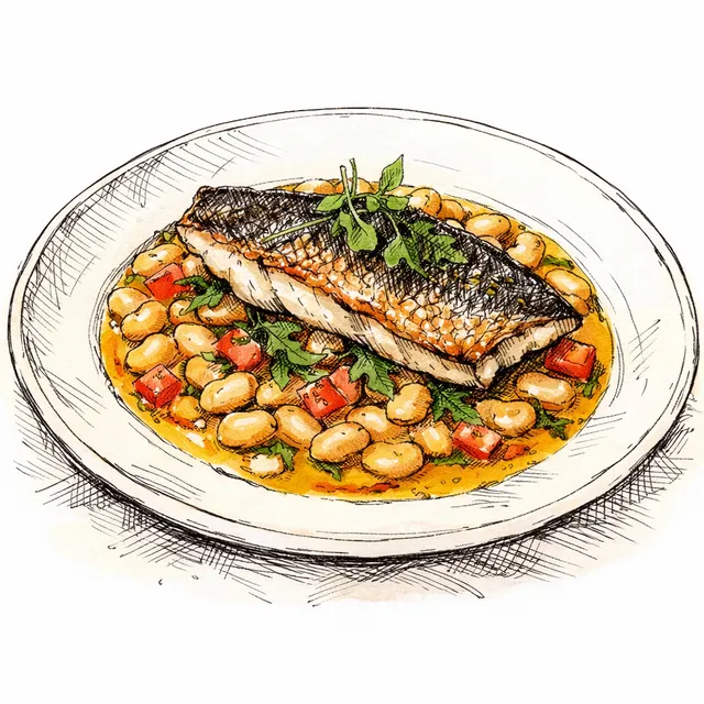 The Milanese Loggia: Crispy Branzino over a Saffron and Cannellini Foundation