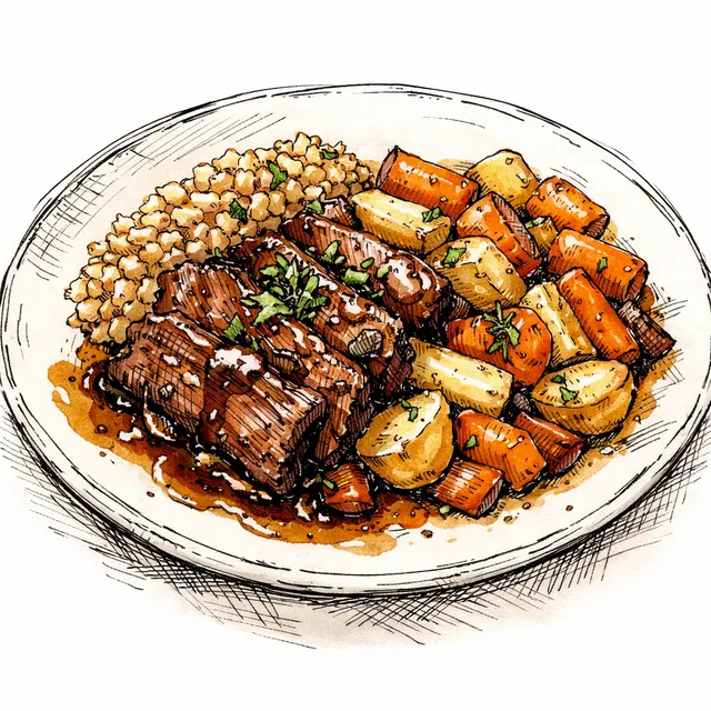 Slow-Braised Sorghum & Dark Ale Beef Brisket with Glazed Autumn Roots