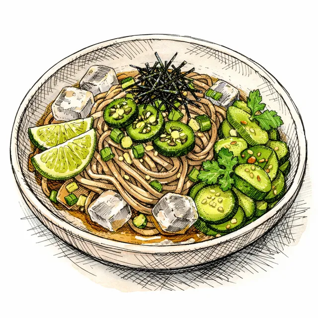 The Tokyo-to-Tulum Jalapeño-Lime Cold Soba & Pickled Cucumber Desk Escape