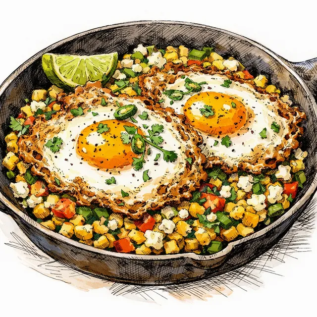 15-Minute Sizzled Esquites Breakfast Skillet with Crispy-Lacy Farm Eggs