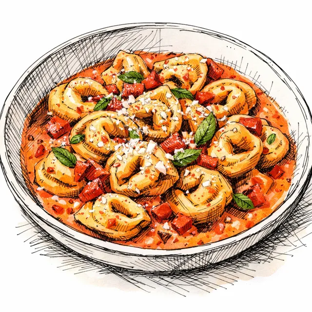 20-Minute One-Pan Calabrian Chili & Creamy Tomato Simmered Tortellini